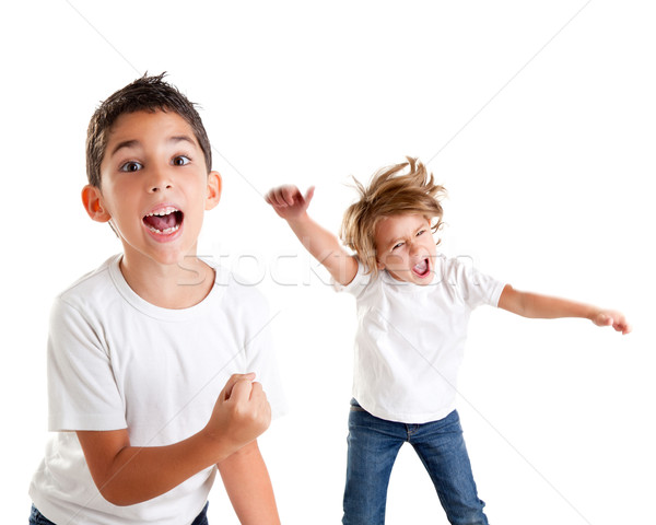 excited children kids happy screaming and winner gesture Stock photo © lunamarina