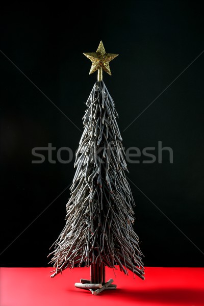 Original wood sticks christmas tree, simple at studio Stock photo © lunamarina