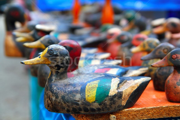Duck decoy arrangement colorful row Stock photo © lunamarina