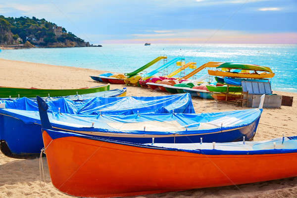 Lloret de Mar Sa Caleta beach in costa Brava of Catalonia  Stock photo © lunamarina