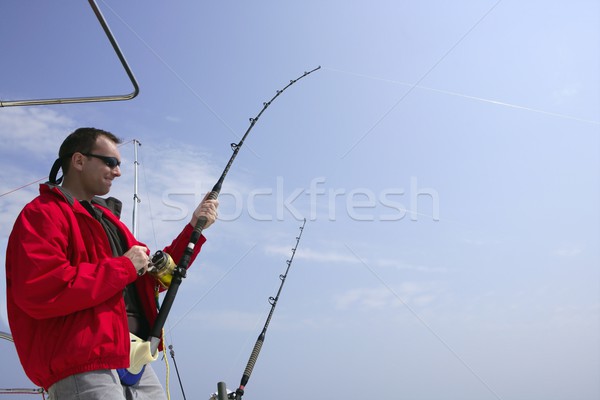 Balıkçı büyük oyun ton balığı mavi Stok fotoğraf © lunamarina