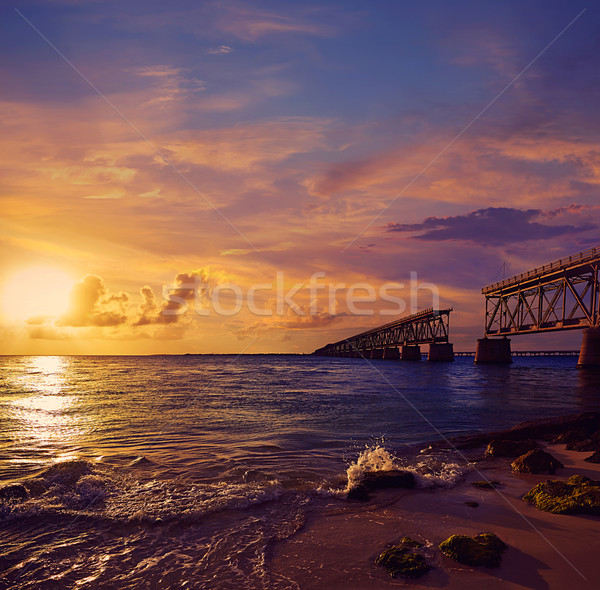 Florida Keys old bridge sunset at Bahia Honda Stock photo © lunamarina