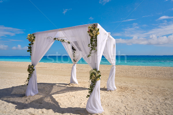 加勒比的 婚禮 海灘 天空 水 背景 商業照片 © lunamarina