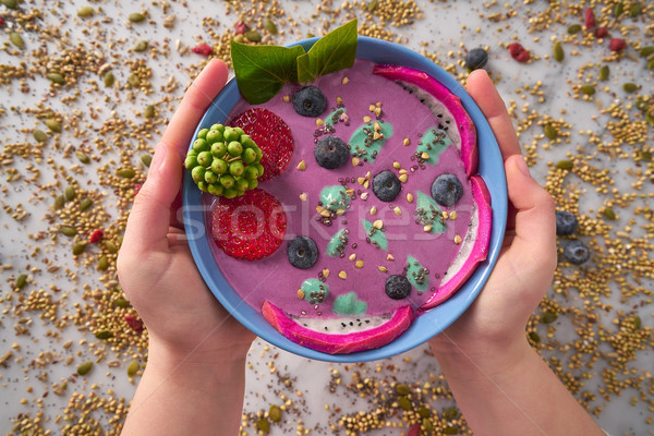 Acai bowl smoothie with chia strawberry blueberry Stock photo © lunamarina