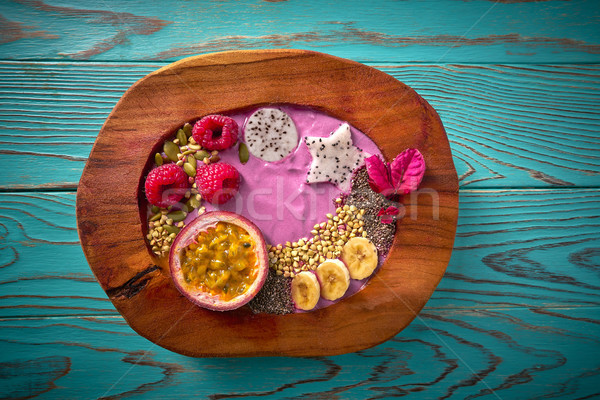 Acai bowl smoothie with passion fruit and raspberries Stock photo © lunamarina