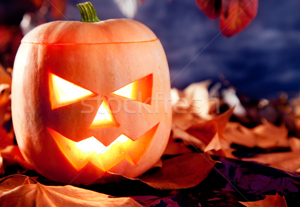 halloween lantern pumpkin  in dark sky clouds Stock photo © lunamarina