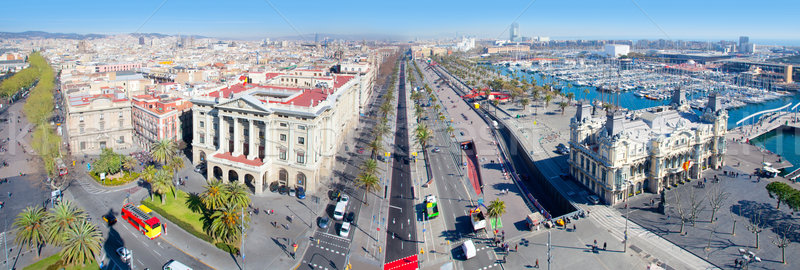 Panorâmico Barcelona ver porta cólon Foto stock © lunamarina