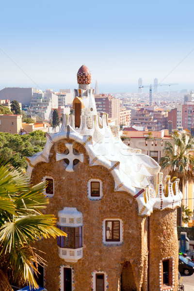 Barcelona Park Fee Schwanz Mosaik Haus Stock foto © lunamarina