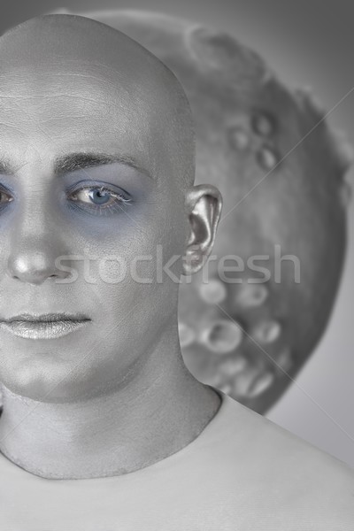alien man futuristic silver skin extraterrestrial space Stock photo © lunamarina
