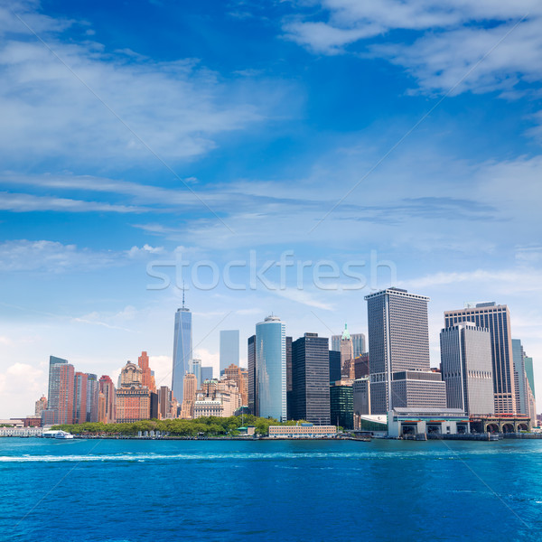 Lower Manhattan skyline New York from bay USA Stock photo © lunamarina