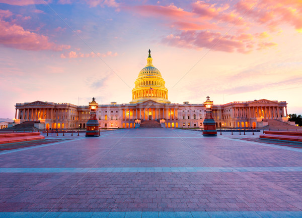 [[stock_photo]]: Bâtiment · Washington · DC · coucher · du · soleil · congrès · USA · maison