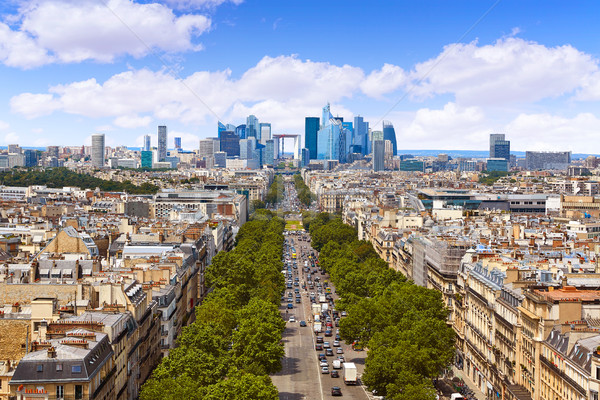 Paris skyline Champs Elysees and La Defense Stock photo © lunamarina