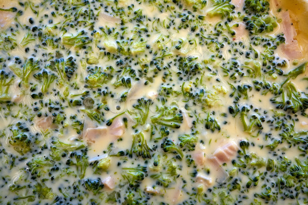 Stock photo: Broccoli quiche preparation before cooking