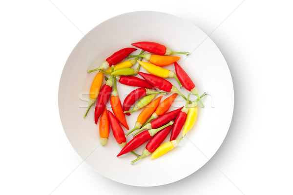 colorful chili peppers plate isolated Stock photo © lunamarina
