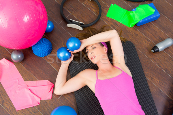 Aerobic femeie obosit odihna instructor pilates Imagine de stoc © lunamarina