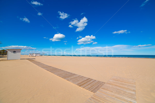 Plage de sable mer Espagne nuages paysage [[stock_photo]] © lunamarina