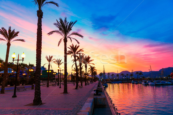 Cartagena Murcia port marina sunset in spain Stock photo © lunamarina