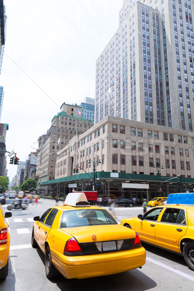New York City manhattan amarelo táxi táxi edifício Foto stock © lunamarina