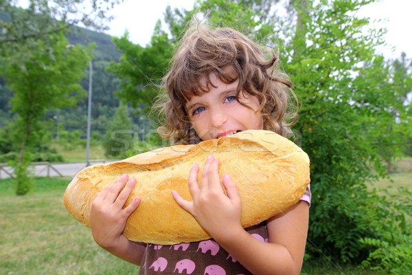 少女 食べ ビッグ パン ユーモア サイズ ストックフォト © lunamarina