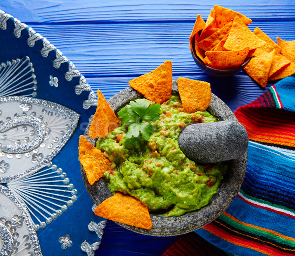 ナチョス メキシコ料理 アボカド ソンブレロ 帽子 食品 ストックフォト © lunamarina