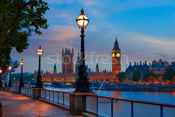 London sunset skyline Bigben and Thames Stock photo © lunamarina