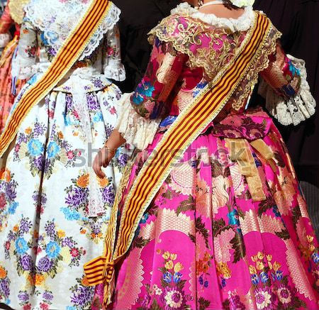 falleras costume fallas dress detail from Valencia Stock photo © lunamarina