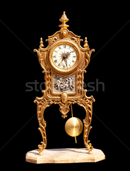 Starożytnych vintage mosiądz wahadło zegar odizolowany Zdjęcia stock © lunamarina