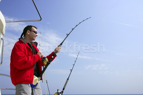 Balıkçı büyük oyun ton balığı mavi Stok fotoğraf © lunamarina