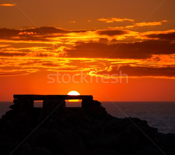 Ciutadella Menorca at Punta Nati orange sunset Stock photo © lunamarina