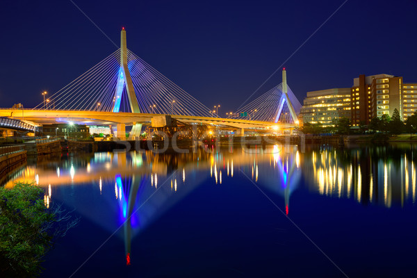 Boston Zakim bridge sunset in Massachusetts Stock photo © lunamarina