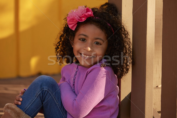 Stockfoto: Gelukkig · kid · meisje · portret · park