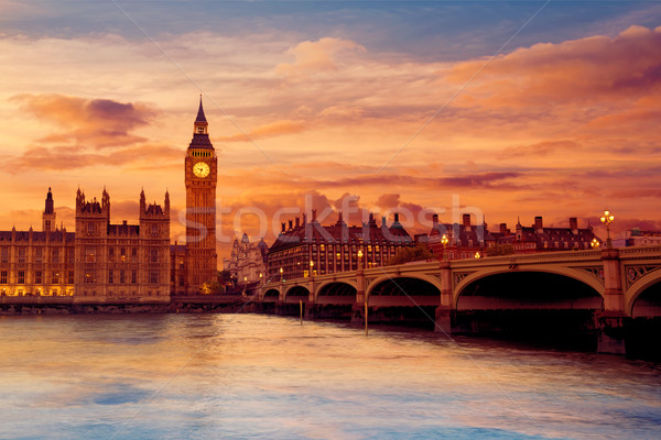 Big Ben reloj torre Londres thames río Foto stock © lunamarina