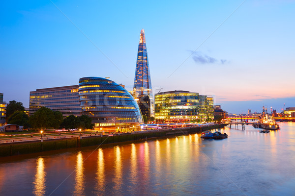 London skyline sunset City Hall and Shard Stock photo © lunamarina
