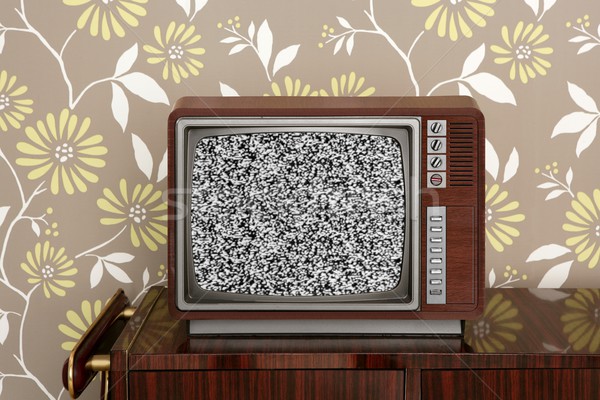 retro wooden tv on wooden vitage 60s furniture Stock photo © lunamarina