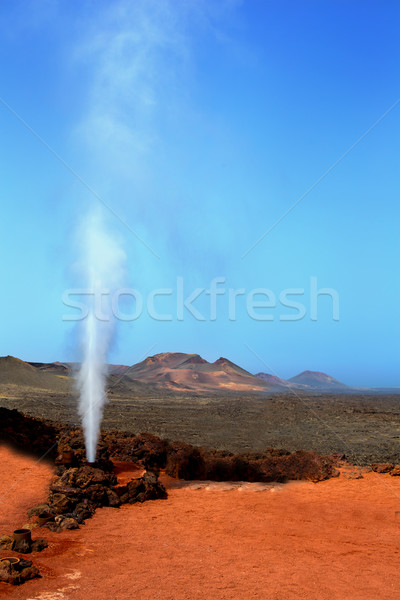Geyser of steam in Timanfaya Park Lanzarote Stock photo © lunamarina