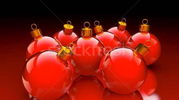 Chirstmas baubles in glossy red and golden Stock photo © lunamarina