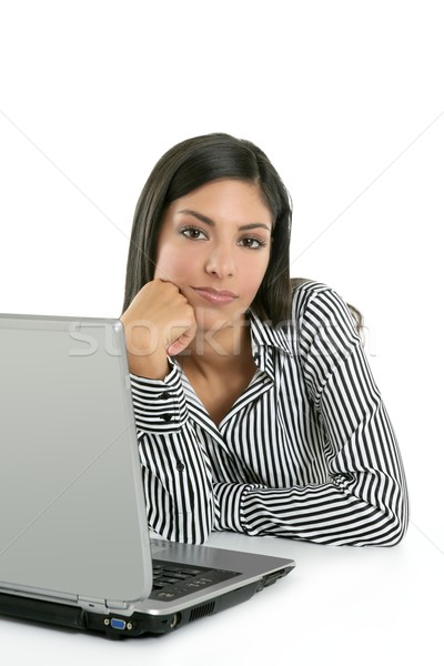 Stockfoto: Mooie · indian · brunette · zakenvrouw · laptop · laptop · computer