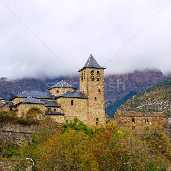 Torla Church in Pyrenees Ordesa Valley at Aragon Huesca Spain Stock photo © lunamarina