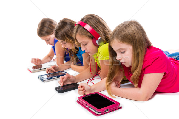 Kid девочек Tech счастливым Сток-фото © lunamarina