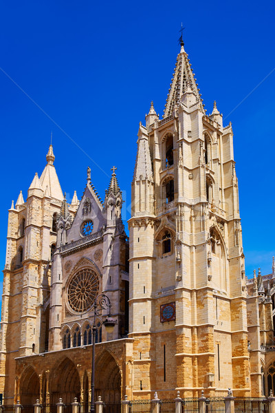 Stock photo: Cathedral of Leon in Castilla at Spain