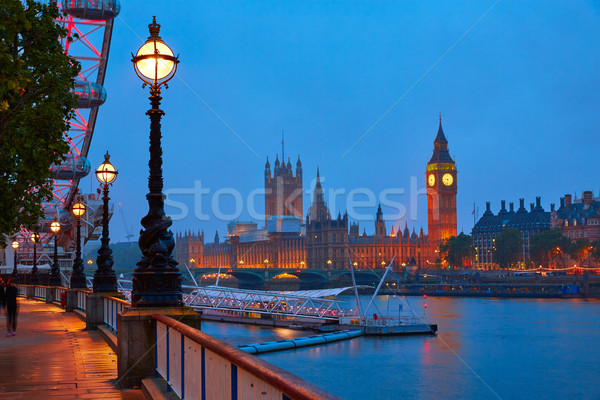 London sunset skyline Bigben and Thames Stock photo © lunamarina