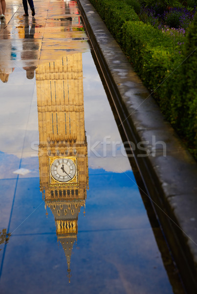 Big Ben reloj torre charco reflexión Londres Foto stock © lunamarina
