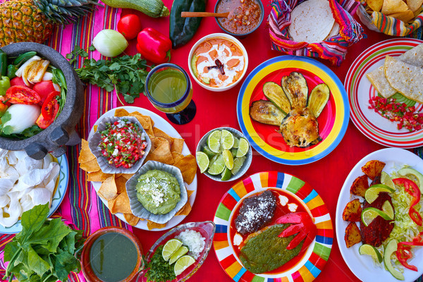 Mexican recipes mix with Mexico sauces Stock photo © lunamarina