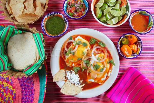 Stock fotó: Reggeli · mexikói · tojások · chili · nachos · Mexikó