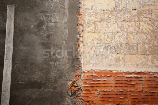 brickwall construction and mortar cement plaster Stock photo © lunamarina