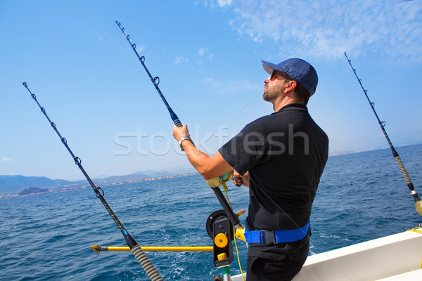 Stock fotó: Kék · tenger · halász · trollkodás · csónak · tevékenység