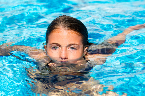 Kid Mädchen Pool Gesicht Wasseroberfläche Stock foto © lunamarina
