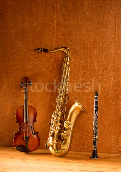 Classic music Sax tenor saxophone violin and clarinet vintage Stock photo © lunamarina