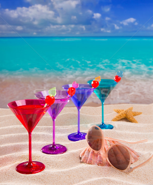 Renkli kokteyl kiraz tropikal kum Stok fotoğraf © lunamarina