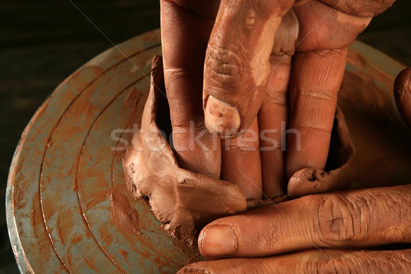 pottery craftmanship clay pottery hands work Stock photo © lunamarina